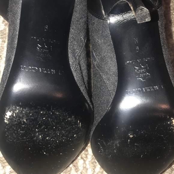 Claudia ciuti black real leather and gray wool booties made in italy size 9 - Picture 4 of 5
